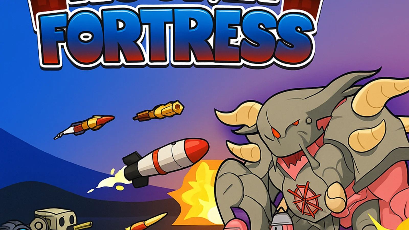 Screenshot of Rocket Fortress defense gameplay