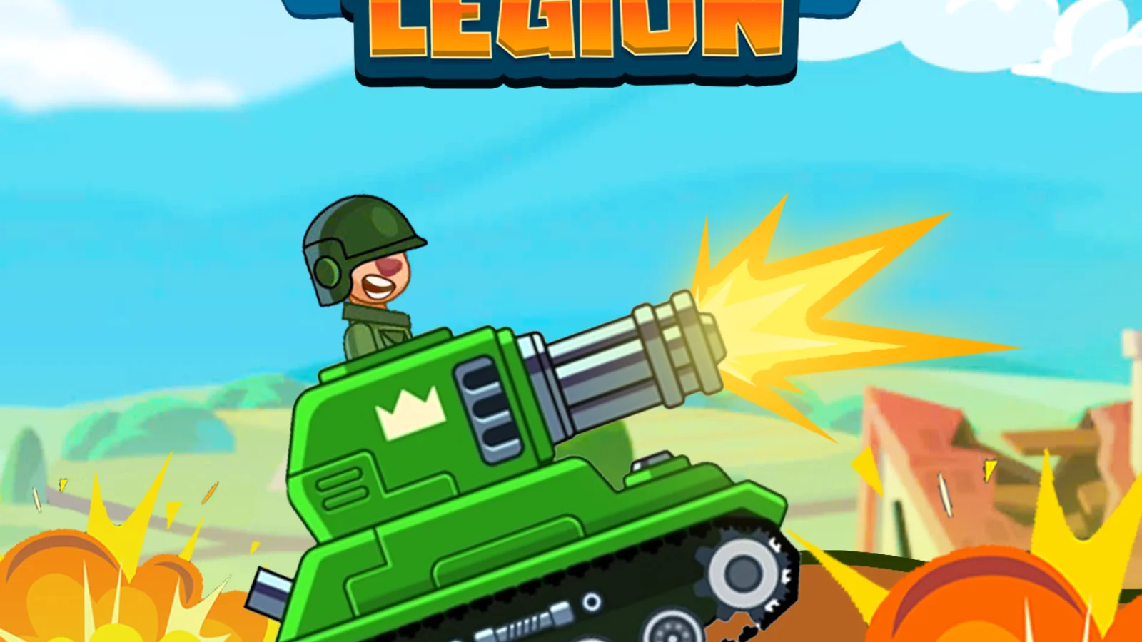 Tank repairing on a hilltop while allies stand guard